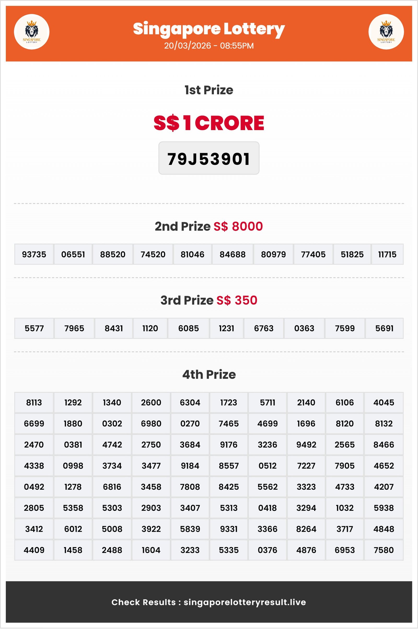 Thumbnail for 20/03/2026 Result | 08:55 PM